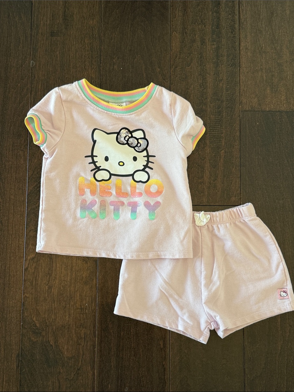 Hello Kitty Pastel Purple Rainbow Trim Short Set